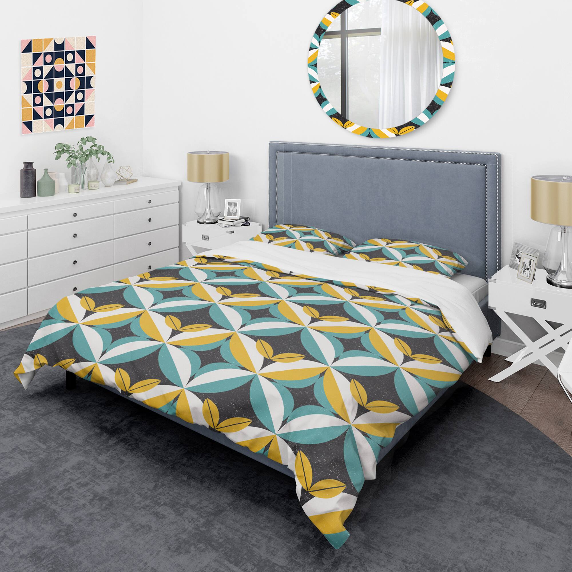 Designart 'Retro Abstract Design VII' Mid-Century Duvet Cover Set